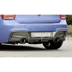 Rieger vložka zadného nárazníka pre BMW rad 1 F20, F21 sedan / 2-dver., sedan / 4-dver. pred faceliftom, plast ABS s povrchovou úpravou Carbon-Look, pre orig. koncovky na oboch stranách