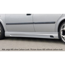 Rieger bočný prah mont. strana ľavá pro Opel Astra G 5-dver., caravan, fastback, hatchback, notchback, plast ABS s povrchovou úpravou Carbon-Look, s prelisom a výrezom