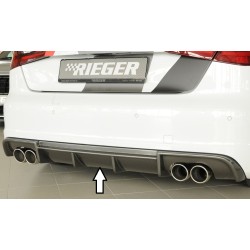 Rieger vložka zadného nárazníka pre Audi A3 8V 3-dver. (hatchback 8V1), 5-dver. (sportback 8VA) pred faceliftom, plast ABS s povrchovou úpravou Carbon-Look, pre dvojité koncovky na oboch stranách 4x90 mm