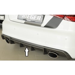 Rieger vložka zadného nárazníka pre Audi A3 8V 3-dver. (hatchback 8V1), 5-dver. (sportback 8VA) pred faceliftom, plast ABS s povrchovou úpravou Carbon-Look, pre športové koncovky na oboch stranách 152x95 mm