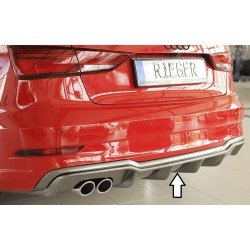 Rieger vložka zadného nárazníka pre Audi A3 8V 3-dver. (convertible 8V7), 5-dver. (sedan 8VS) po faceliftu, plast ABS s povrchovou úpravou Carbon-Look, pre dvojitú koncovku vlevo