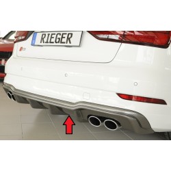 Rieger vložka zadného nárazníka pre Audi A3 S3 8V 3-dver. (convertible 8V7), 5-dver. (sedan 8VS) po faceliftu, plast ABS s povrchovou úpravou Carbon-Look, pro orig. dvojité koncovky na obou stranách 4x90x72 mm