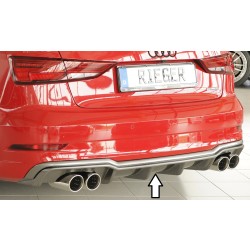 Rieger vložka zadného nárazníka pre Audi A3 8V 3-dver. (convertible 8V7), 5-dver. (sedan 8VS) po faceliftu, plast ABS s povrchovou úpravou Carbon-Look, pre športové koncovky na oboch stranách 4x90 mm