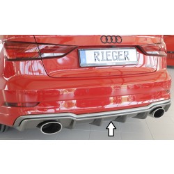Rieger vložka zadného nárazníka pre Audi A3 8V 3-dver. (convertible 8V7), 5-dver. (sedan 8VS) po faceliftu, plast ABS s povrchovou úpravou Carbon-Look, pre športové koncovky na oboch stranách 152x95 mm