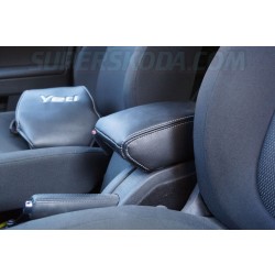 Škoda Yeti - kožený poťah lakťovej opierky s bielym prešitím